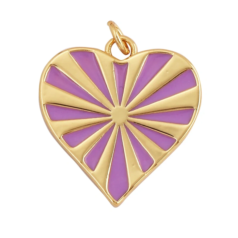 Rainbow Heart Enamel Charm Neon Pink Orange Turquoise Blue Pendant Oil Dropped,Gold Plated Colour,Necklace Bracelet Making L28