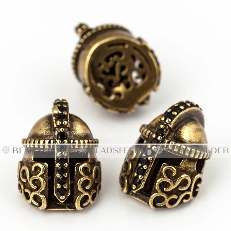 Spartans Helmet Roman Warrior Bead，Gold Silver Black Gun Metal Rose Gold Charm， Fit Mens Bracelet Jewelry Making