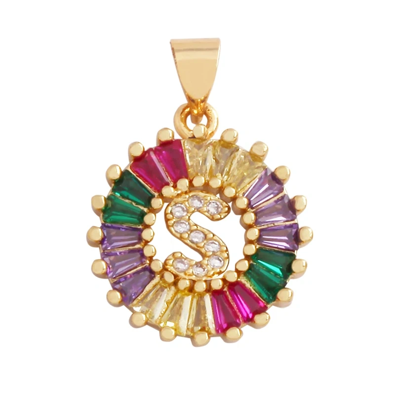 Initial Letter Alphabet Name Charm Pendant, Coloured CZ Micro Paved,  for Handmade Jewlery Supplies L81