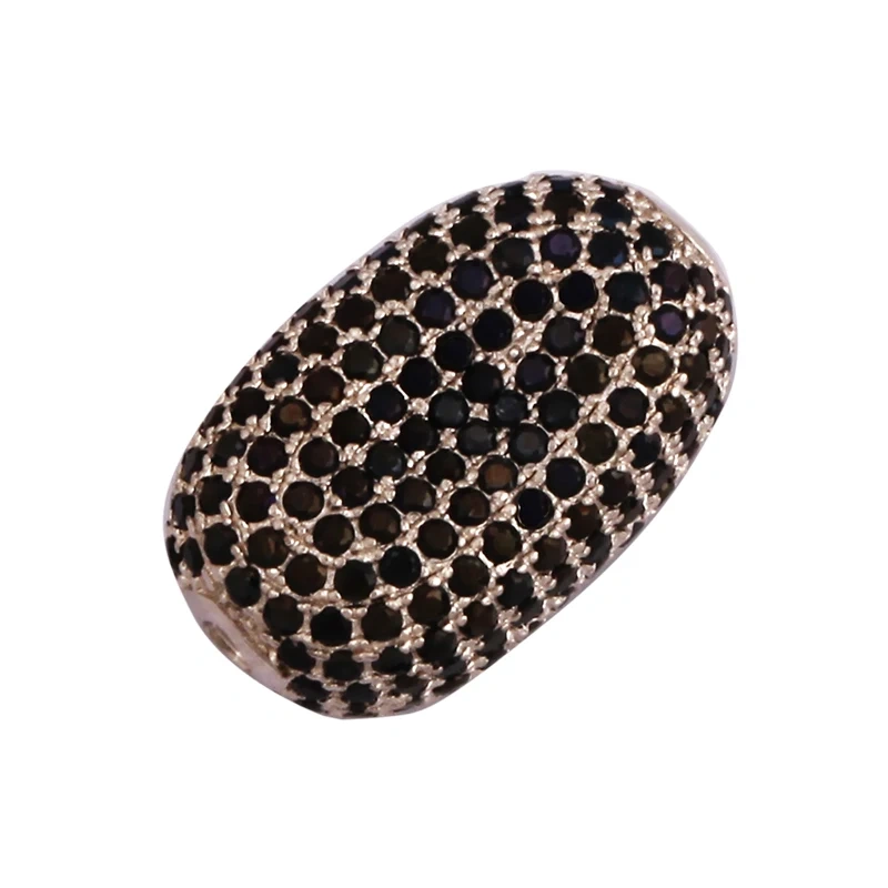 Luxury Fully Paved Bean bead,Micro Pave Clear Blue Fuchsia Gold Silver Cubic Zirconia space beads, Men Bracelet Charm Pave Beads