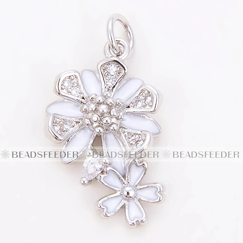 Beadsfeeder mini Daisy flower korean style charm pendant, gold/silver/rosegold colour plated , craft jewelry supplies