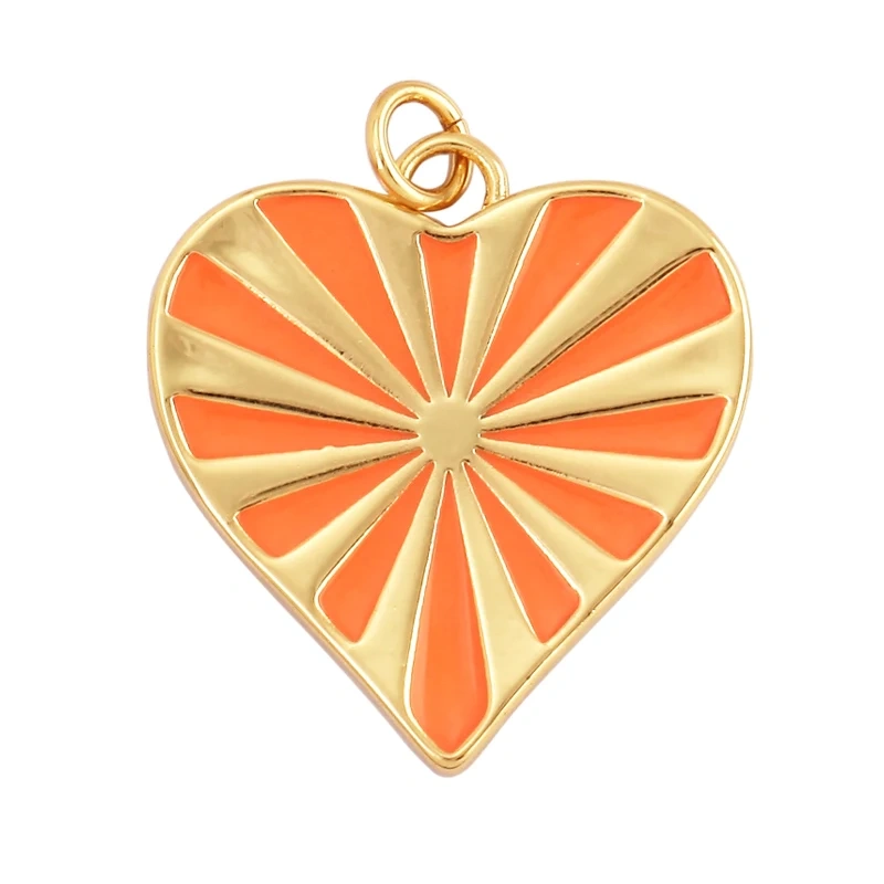 Rainbow Heart Enamel Charm Neon Pink Orange Turquoise Blue Pendant Oil Dropped,Gold Plated Colour,Necklace Bracelet Making L28