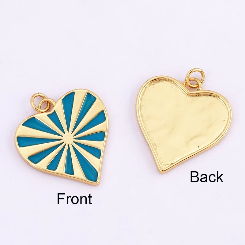 Rainbow Heart Enamel Charm Neon Pink Orange Turquoise Blue Pendant Oil Dropped,Gold Plated Colour,Necklace Bracelet Making L28
