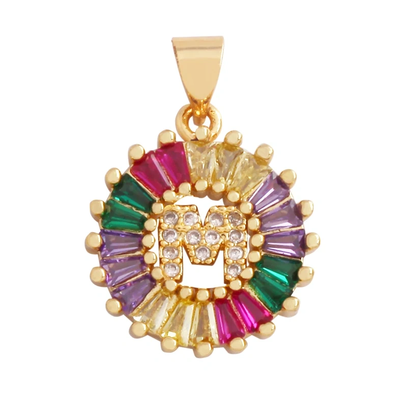 Initial Letter Alphabet Name Charm Pendant, Coloured CZ Micro Paved,  for Handmade Jewlery Supplies L81