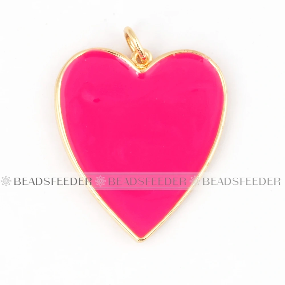 Colourful Enamel Heart Charm Neon Pink Orange Turquoise Blue Pendant Oil Dropped , Real Gold Plated Colour Necklace Bracelet K06
