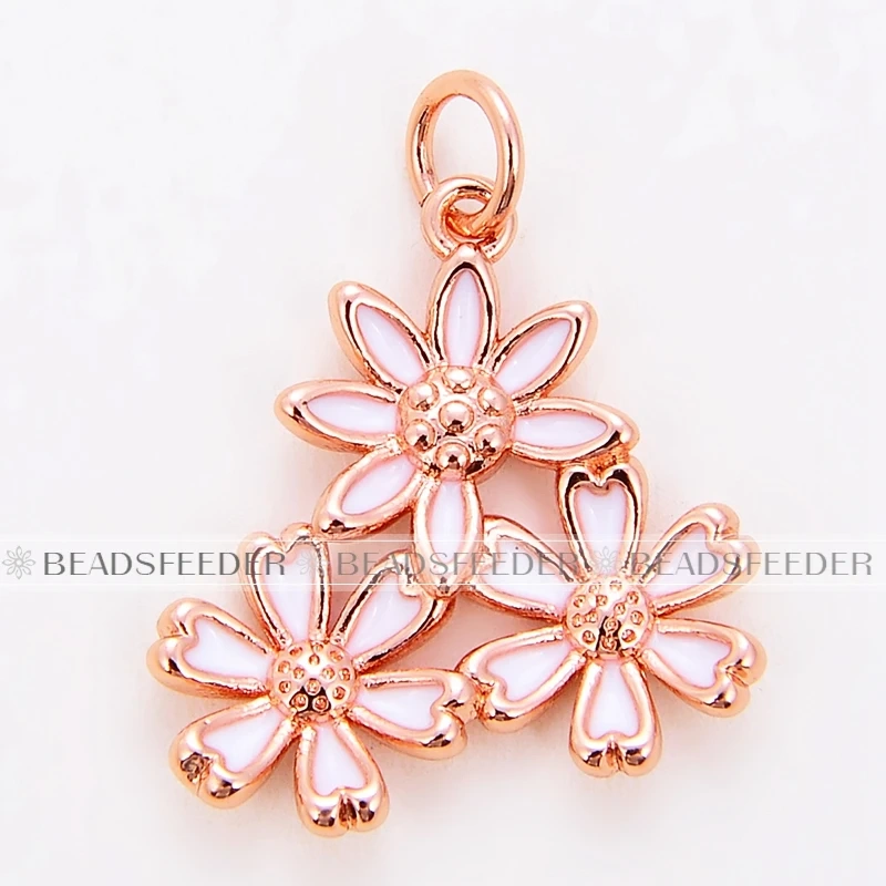 Beadsfeeder mini Daisy flower korean style charm pendant, gold/silver/rosegold colour plated , craft jewelry supplies
