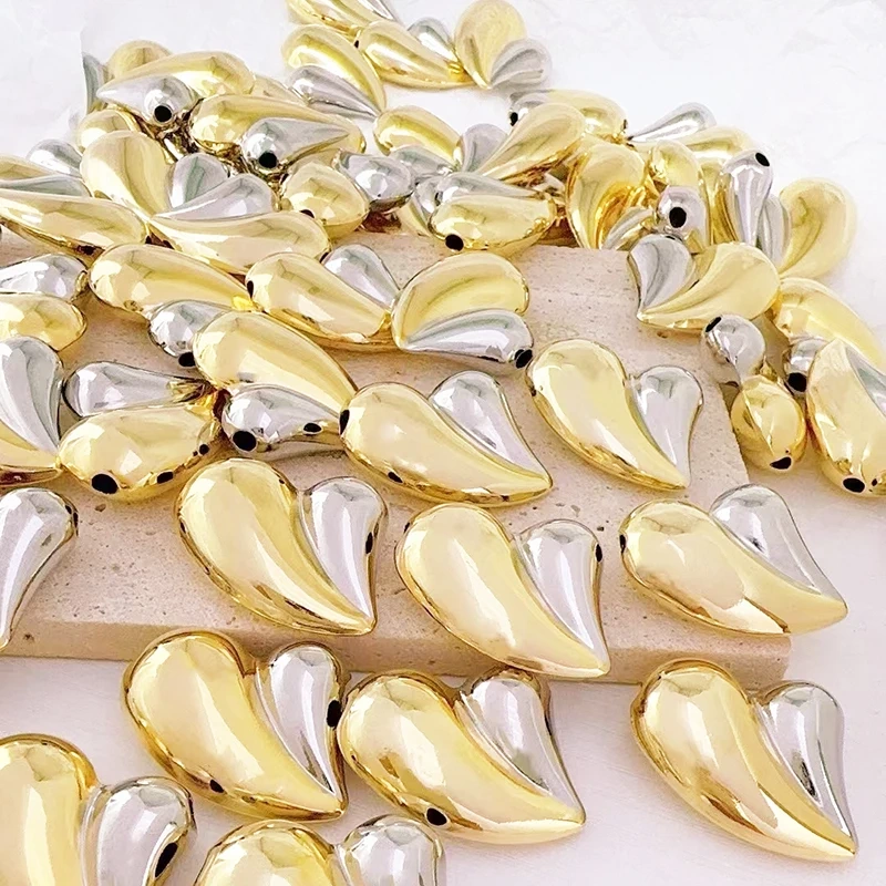 Fashion Simple Smooth Love Heart Star Charm Pendant,18K Gold Plated Necklace Bracelet DIY Handmade Jewelry Making Supplies K48