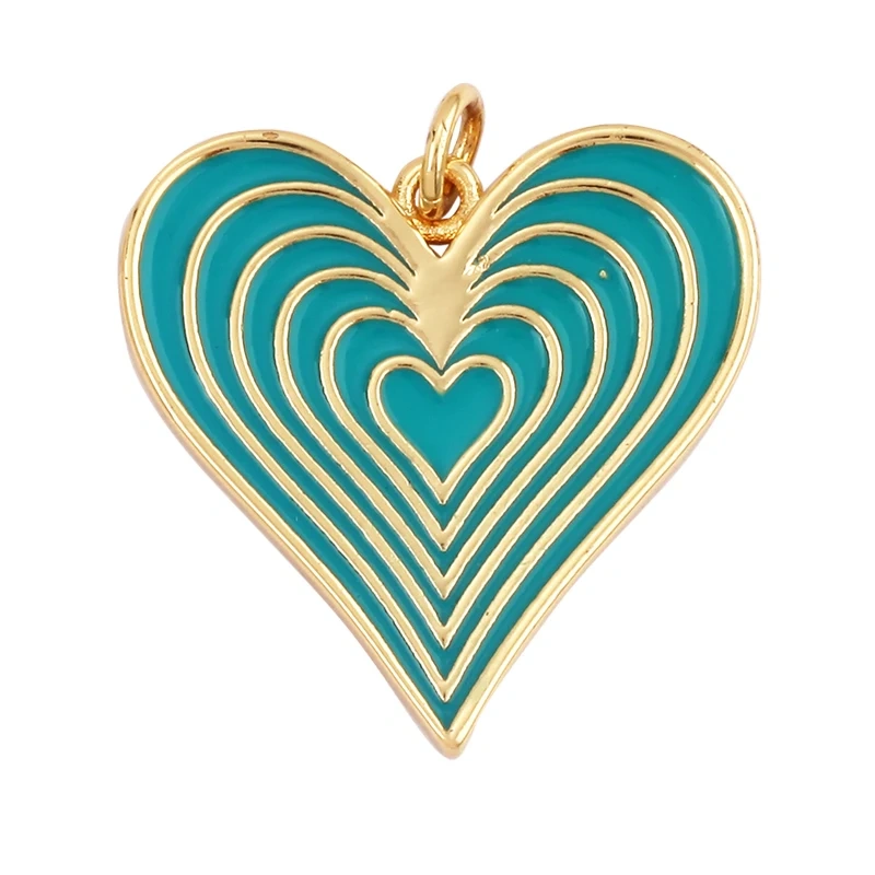 Rainbow Heart Enamel Charm Neon Pink Orange Turquoise Blue Pendant Oil Dropped,Gold Plated Colour,Necklace Bracelet Making L28