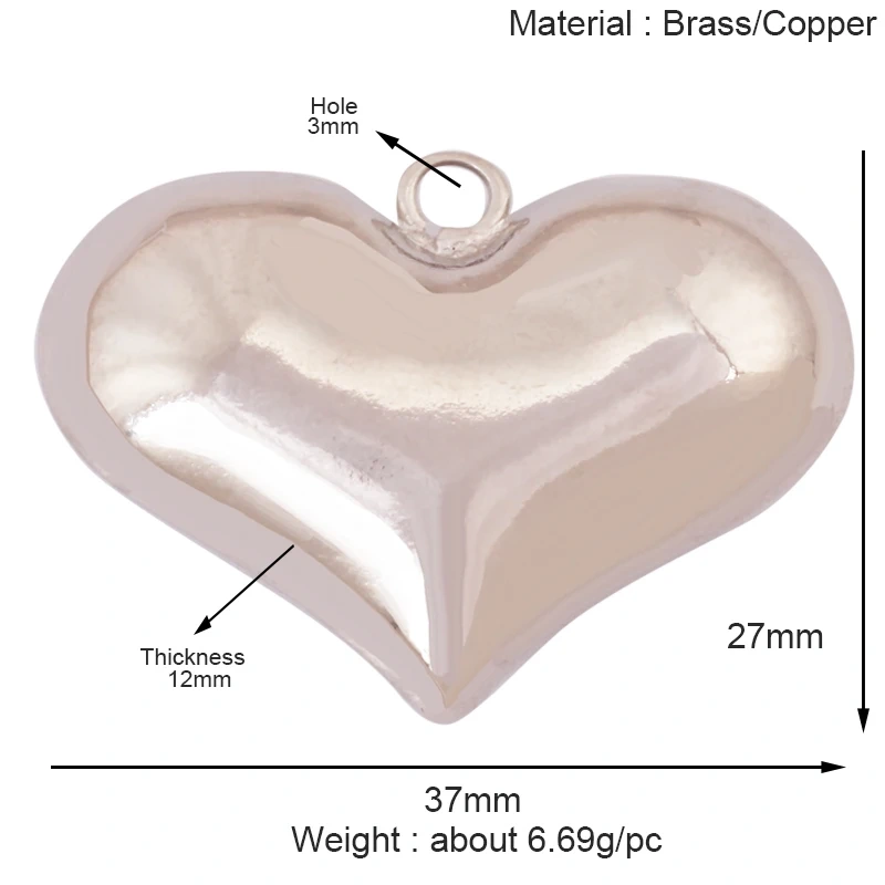 Fashion Simple Smooth Love Heart Star Charm Pendant,18K Gold Plated Necklace Bracelet DIY Handmade Jewelry Making Supplies K48