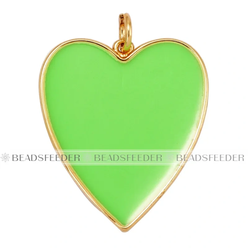 Colourful Enamel Heart Charm Neon Pink Orange Turquoise Blue Pendant Oil Dropped , Real Gold Plated Colour Necklace Bracelet K06