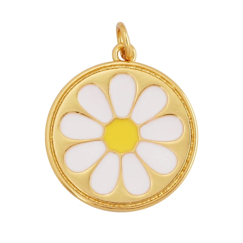 Daisy Tulip Clover Flower Charm , Gold Filled Dainty Enamel Attachment for Necklace Bracelet , Handy Craft Jewelry Supplies L12