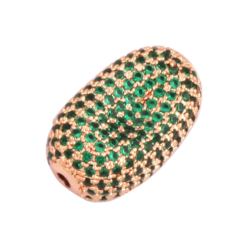 Luxury Fully Paved Bean bead,Micro Pave Clear Blue Fuchsia Gold Silver Cubic Zirconia space beads, Men Bracelet Charm Pave Beads