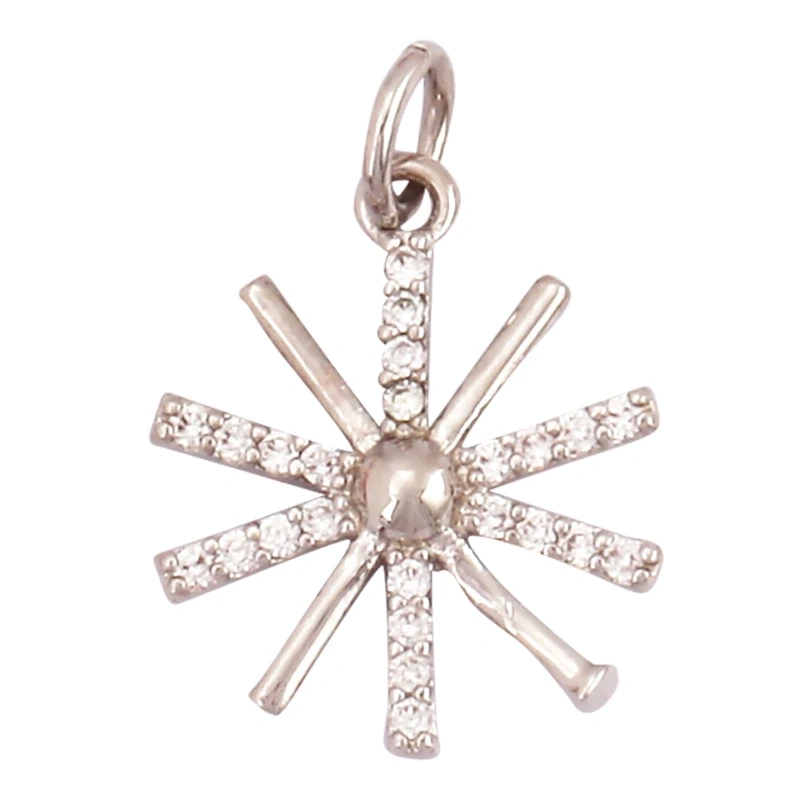 Cute Colourful Star Snowflake Sun FLowers 18K Gold Charm Pendant,Trendy Cubic Zirconia CZ Paved,Jewelry Necklace Accessories M49