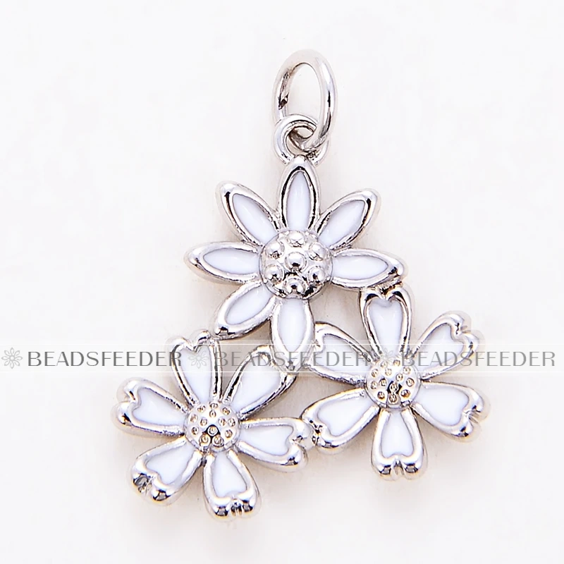 Beadsfeeder mini Daisy flower korean style charm pendant, gold/silver/rosegold colour plated , craft jewelry supplies