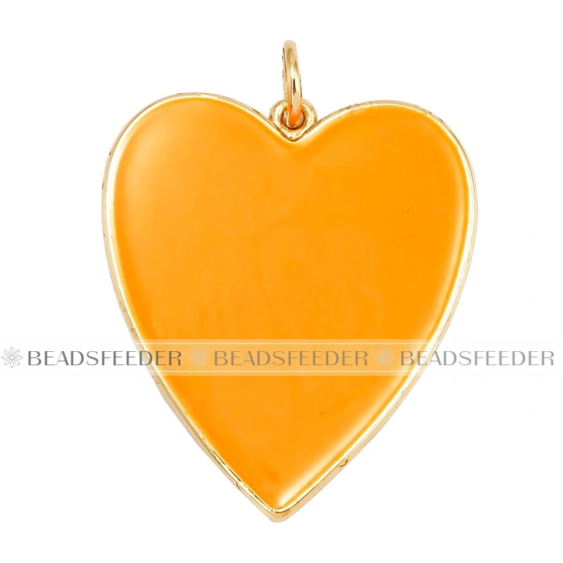 Colourful Enamel Heart Charm Neon Pink Orange Turquoise Blue Pendant Oil Dropped , Real Gold Plated Colour Necklace Bracelet K06