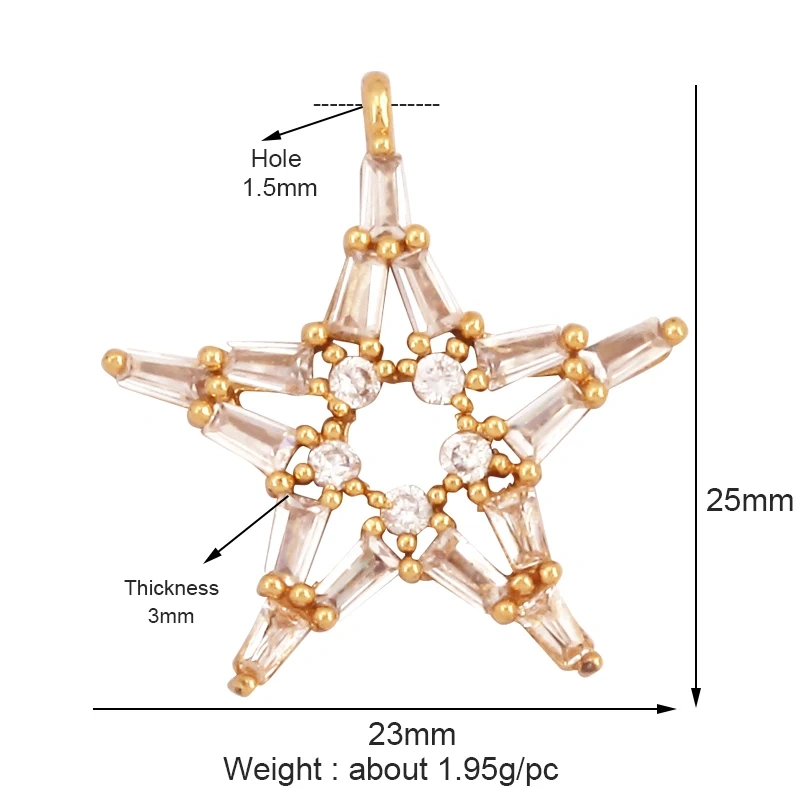 Cute Colourful Star Snowflake Sun FLowers 18K Gold Charm Pendant,Trendy Cubic Zirconia CZ Paved,Jewelry Necklace Accessories M49