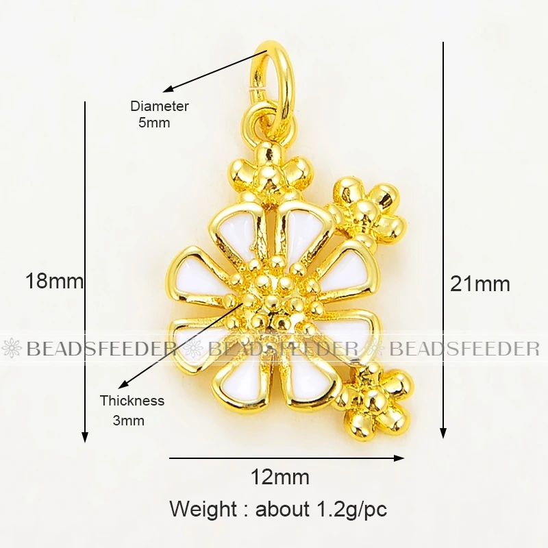 Beadsfeeder mini Daisy flower korean style charm pendant, gold/silver/rosegold colour plated , craft jewelry supplies