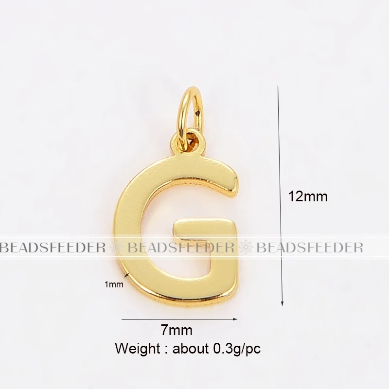 Mini Initial Letter Charm ,Brass Mirror Finish, Real Gold Plated Colour,Not Easy to Tarnish , Fashion Jewelry Findings , 1pc L01