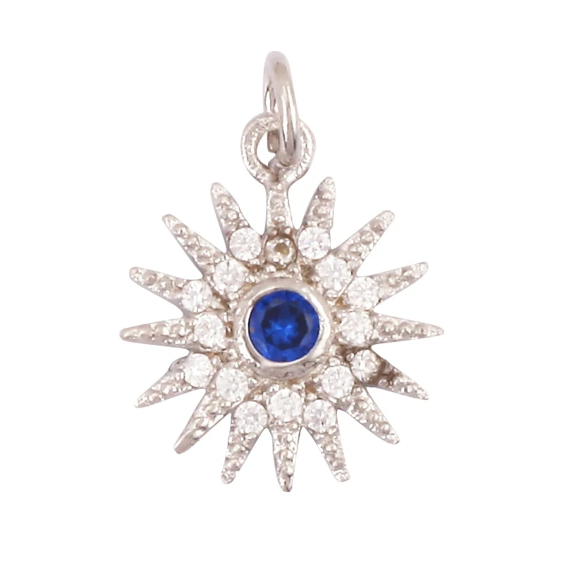 Cute Colourful Star Snowflake Sun FLowers 18K Gold Charm Pendant,Trendy Cubic Zirconia CZ Paved,Jewelry Necklace Accessories M49