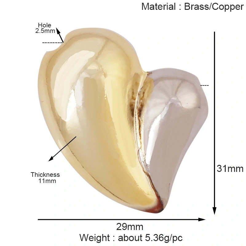 Fashion Simple Smooth Love Heart Star Charm Pendant,18K Gold Plated Necklace Bracelet DIY Handmade Jewelry Making Supplies K48