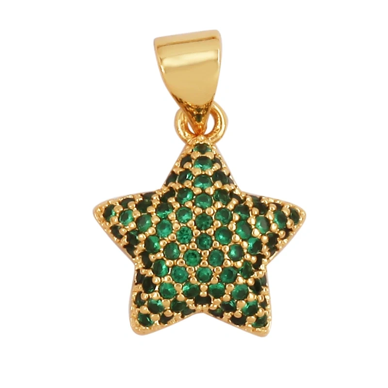 Cute Colourful Star Snowflake Sun FLowers 18K Gold Charm Pendant,Trendy Cubic Zirconia CZ Paved,Jewelry Necklace Accessories M49