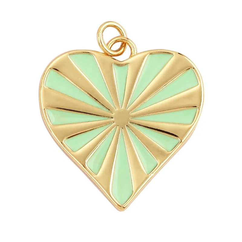 Rainbow Heart Enamel Charm Neon Pink Orange Turquoise Blue Pendant Oil Dropped,Gold Plated Colour,Necklace Bracelet Making L28