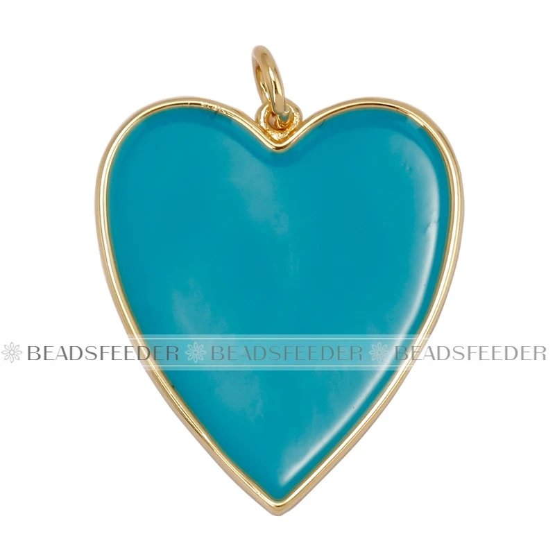 Colourful Enamel Heart Charm Neon Pink Orange Turquoise Blue Pendant Oil Dropped , Real Gold Plated Colour Necklace Bracelet K06