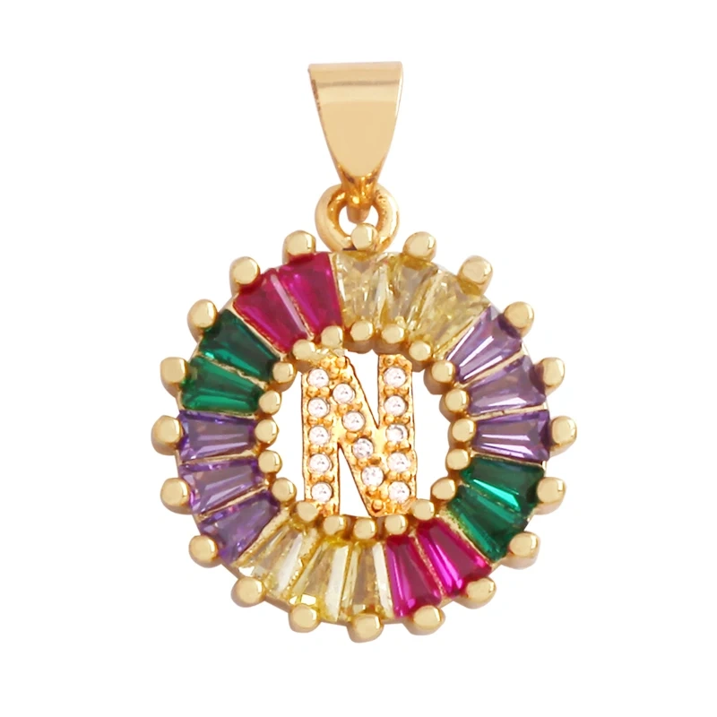 Initial Letter Alphabet Name Charm Pendant, Coloured CZ Micro Paved,  for Handmade Jewlery Supplies L81