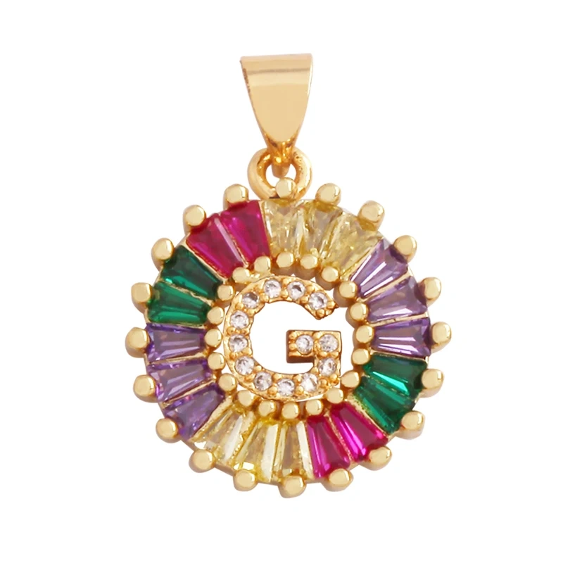 Initial Letter Alphabet Name Charm Pendant, Coloured CZ Micro Paved,  for Handmade Jewlery Supplies L81