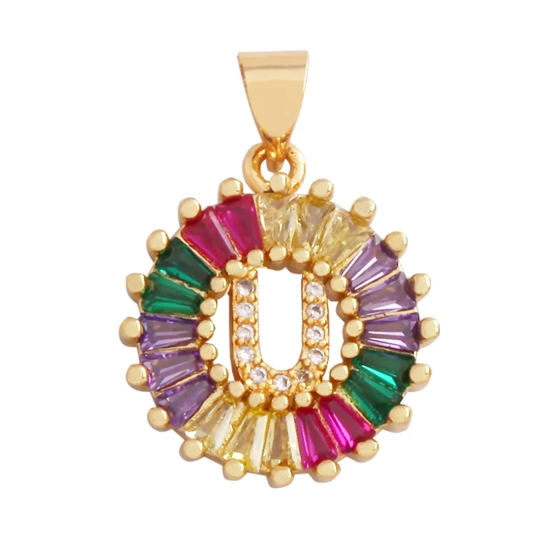 Initial Letter Alphabet Name Charm Pendant, Coloured CZ Micro Paved,  for Handmade Jewlery Supplies L81