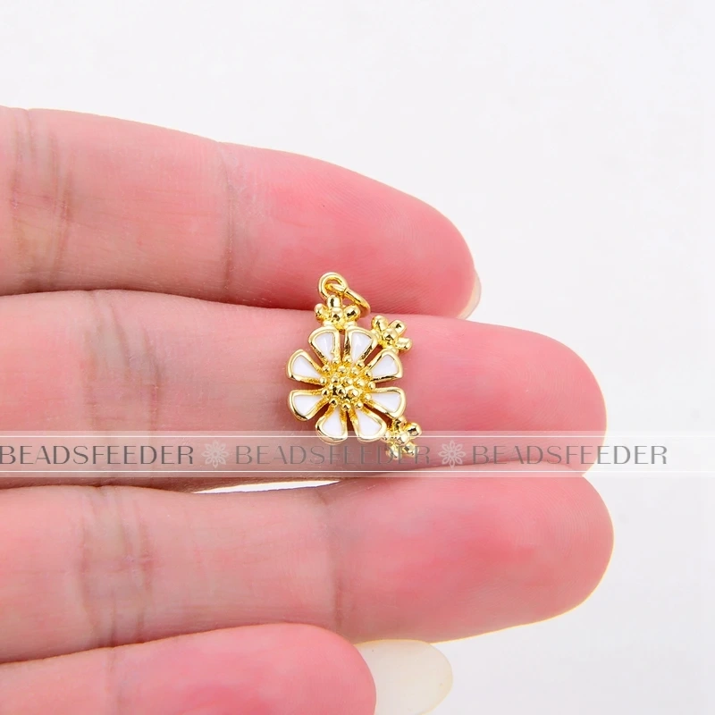 Beadsfeeder mini Daisy flower korean style charm pendant, gold/silver/rosegold colour plated , craft jewelry supplies
