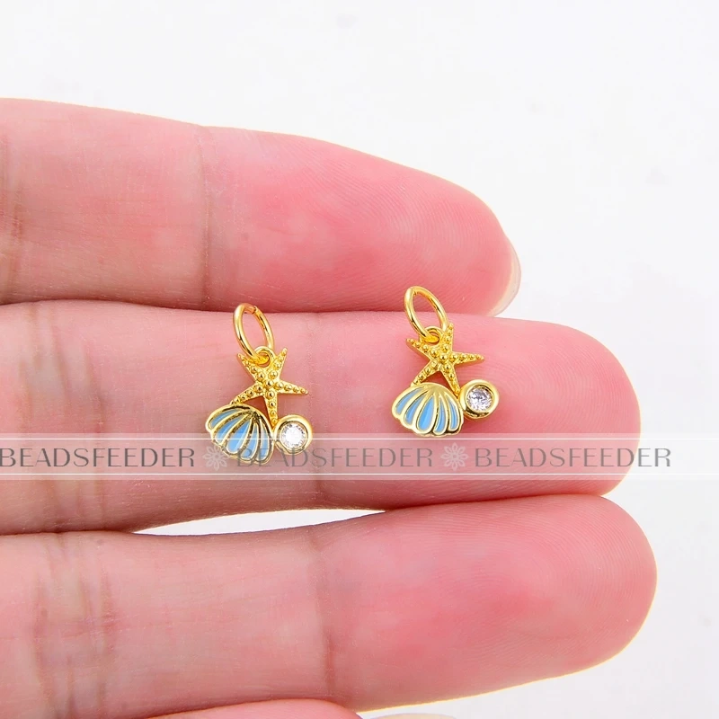 Beadsfeeder Sea Horse Conch Shell Seastar Crab Fish Bone Dolphin Charm, Gold/Silver/Rosegold Colour , Craft Jewelry Supplies