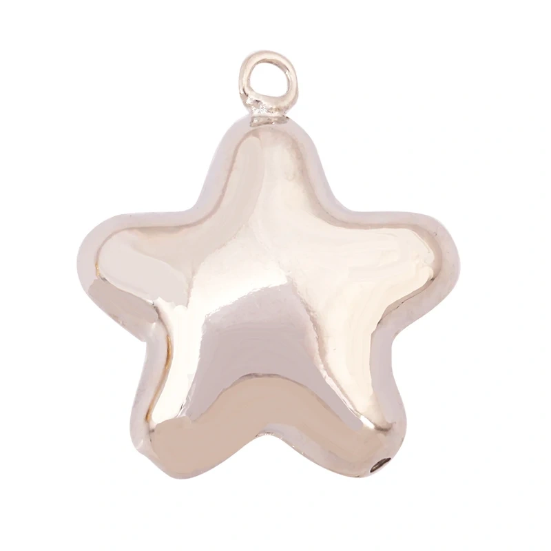 Fashion Simple Smooth Love Heart Star Charm Pendant,18K Gold Plated Necklace Bracelet DIY Handmade Jewelry Making Supplies K48