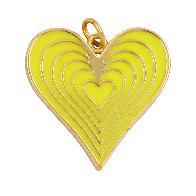 Rainbow Heart Enamel Charm Neon Pink Orange Turquoise Blue Pendant Oil Dropped,Gold Plated Colour,Necklace Bracelet Making L28