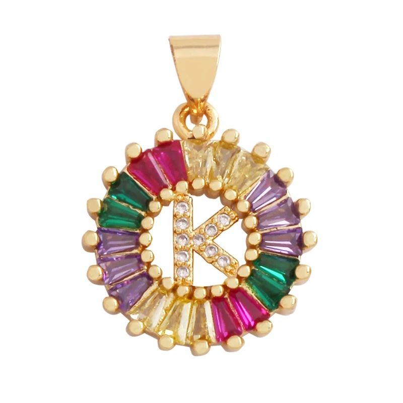 Initial Letter Alphabet Name Charm Pendant, Coloured CZ Micro Paved,  for Handmade Jewlery Supplies L81