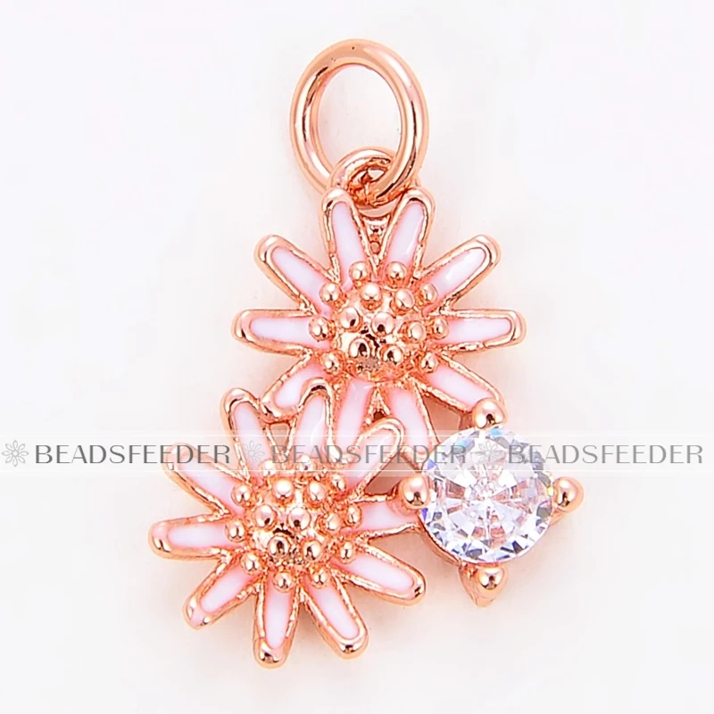 Beadsfeeder mini Daisy flower korean style charm pendant, gold/silver/rosegold colour plated , craft jewelry supplies