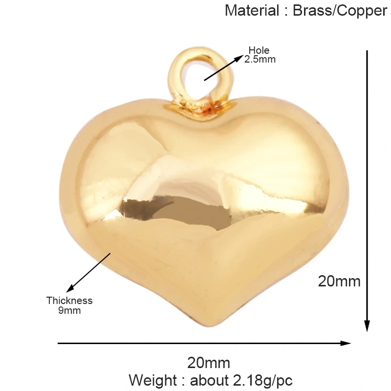 Fashion Simple Smooth Love Heart Star Charm Pendant,18K Gold Plated Necklace Bracelet DIY Handmade Jewelry Making Supplies K48