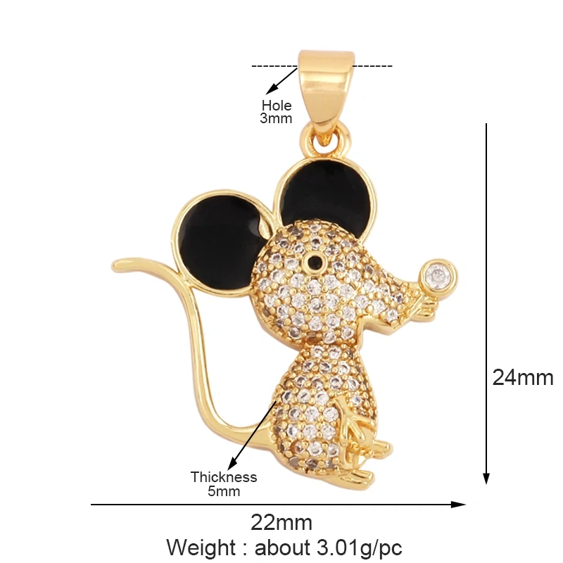 Leopard Lion Mouse Rabbit Snake Bear White Elephant Charm Pendant,18K Gold Animal Necklace Bracelet Handmade Jewelry Supply M64