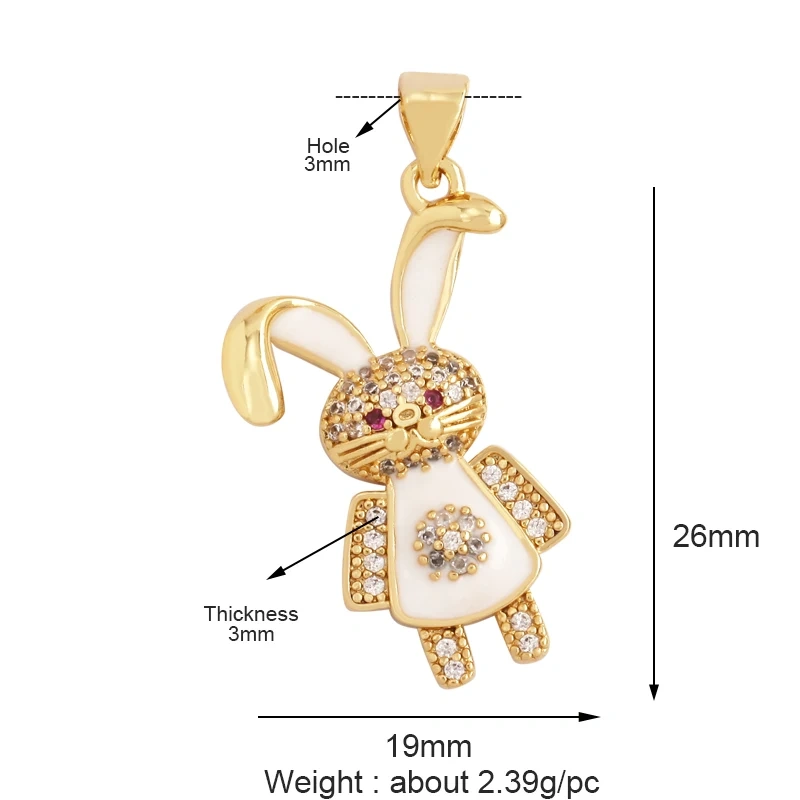 Leopard Lion Mouse Rabbit Snake Bear White Elephant Charm Pendant,18K Gold Animal Necklace Bracelet Handmade Jewelry Supply M64