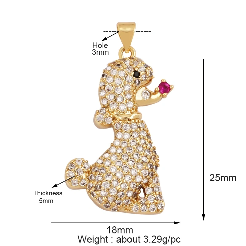 Leopard Lion Mouse Rabbit Snake Bear White Elephant Charm Pendant,18K Gold Animal Necklace Bracelet Handmade Jewelry Supply M64