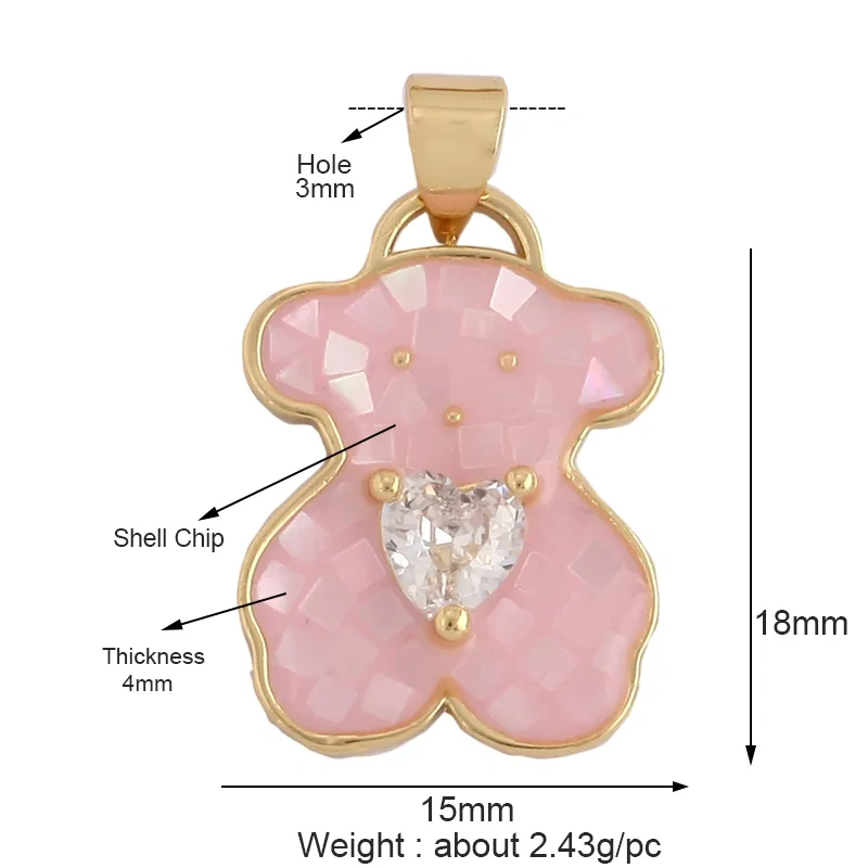 Leopard Lion Mouse Rabbit Snake Bear White Elephant Charm Pendant,18K Gold Animal Necklace Bracelet Handmade Jewelry Supply M64