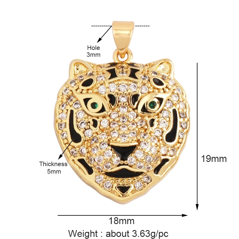 Leopard Lion Mouse Rabbit Snake Bear White Elephant Charm Pendant,18K Gold Animal Necklace Bracelet Handmade Jewelry Supply M64