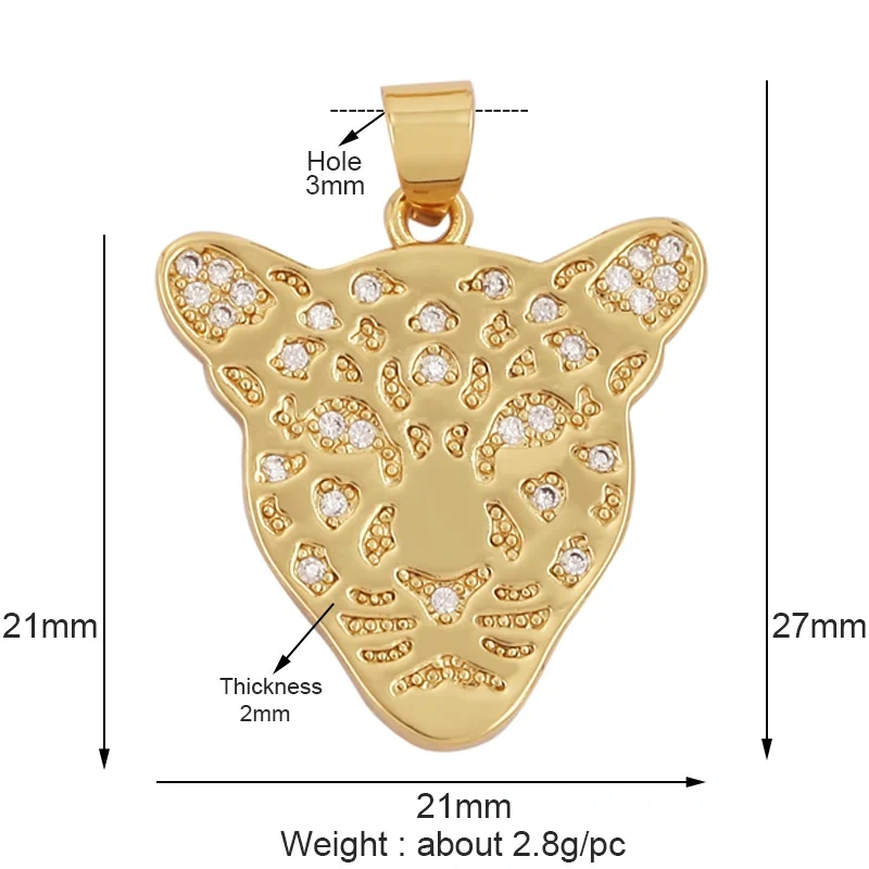 Leopard Lion Mouse Rabbit Snake Bear White Elephant Charm Pendant,18K Gold Animal Necklace Bracelet Handmade Jewelry Supply M64