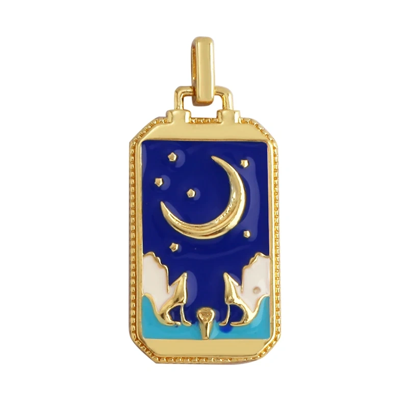 Enamel Tarot Cards Sun Star Moon Evil Eye Heart Hand Charm Pendant,18K Gold Plated Bracelets Necklaces Jewelry Accessories M80