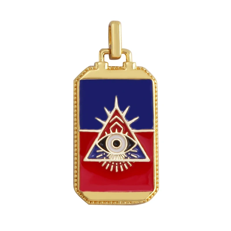 Enamel Tarot Cards Sun Star Moon Evil Eye Heart Hand Charm Pendant,18K Gold Plated Bracelets Necklaces Jewelry Accessories M80