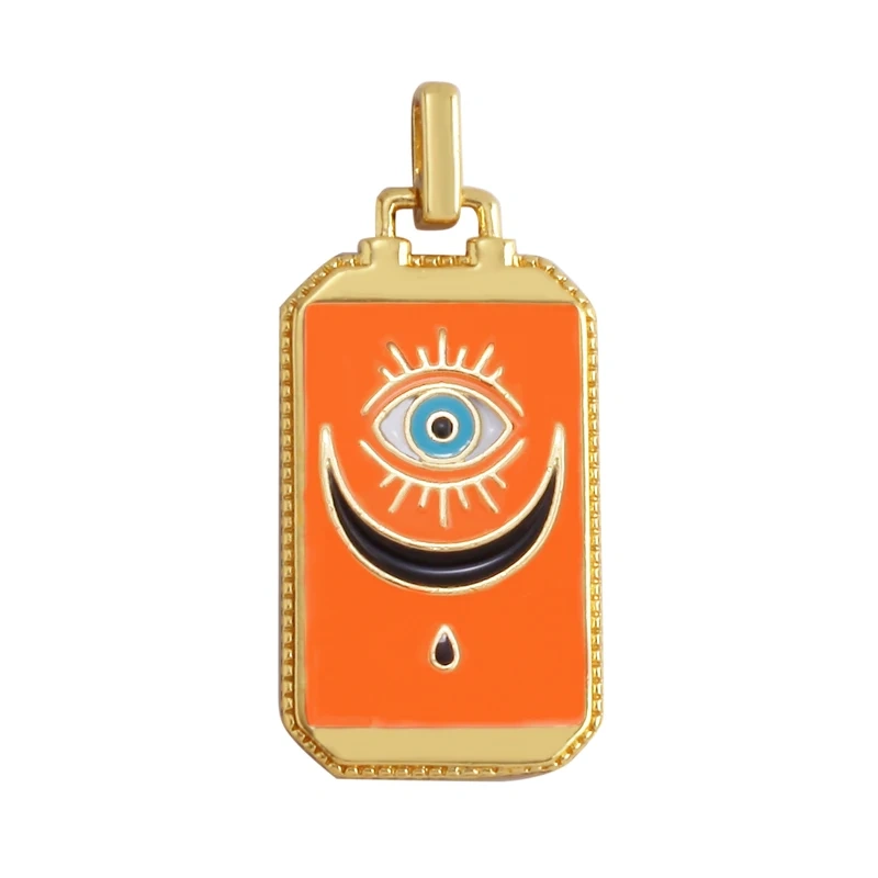 Enamel Tarot Cards Sun Star Moon Evil Eye Heart Hand Charm Pendant,18K Gold Plated Bracelets Necklaces Jewelry Accessories M80