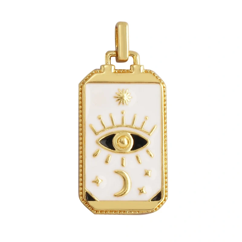 Enamel Tarot Cards Sun Star Moon Evil Eye Heart Hand Charm Pendant,18K Gold Plated Bracelets Necklaces Jewelry Accessories M80