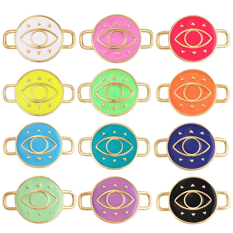 Jumbo Enamel Evil Lucky Eye Connector Link ,Gold Colour for Bracelet/Necklace, Handmake Jewelry Components Findings Supply M36