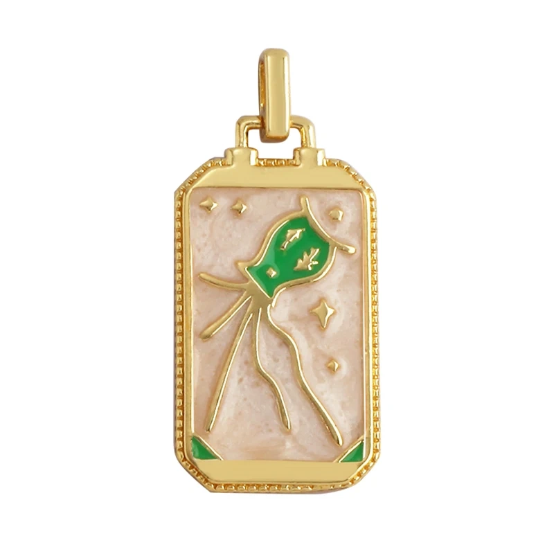 Enamel Tarot Cards Sun Star Moon Evil Eye Heart Hand Charm Pendant,18K Gold Plated Bracelets Necklaces Jewelry Accessories M80