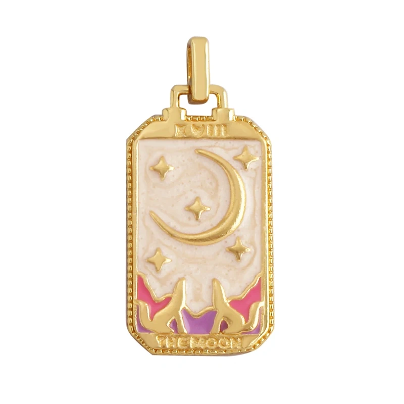 Enamel Tarot Cards Sun Star Moon Evil Eye Heart Hand Charm Pendant,18K Gold Plated Bracelets Necklaces Jewelry Accessories M80